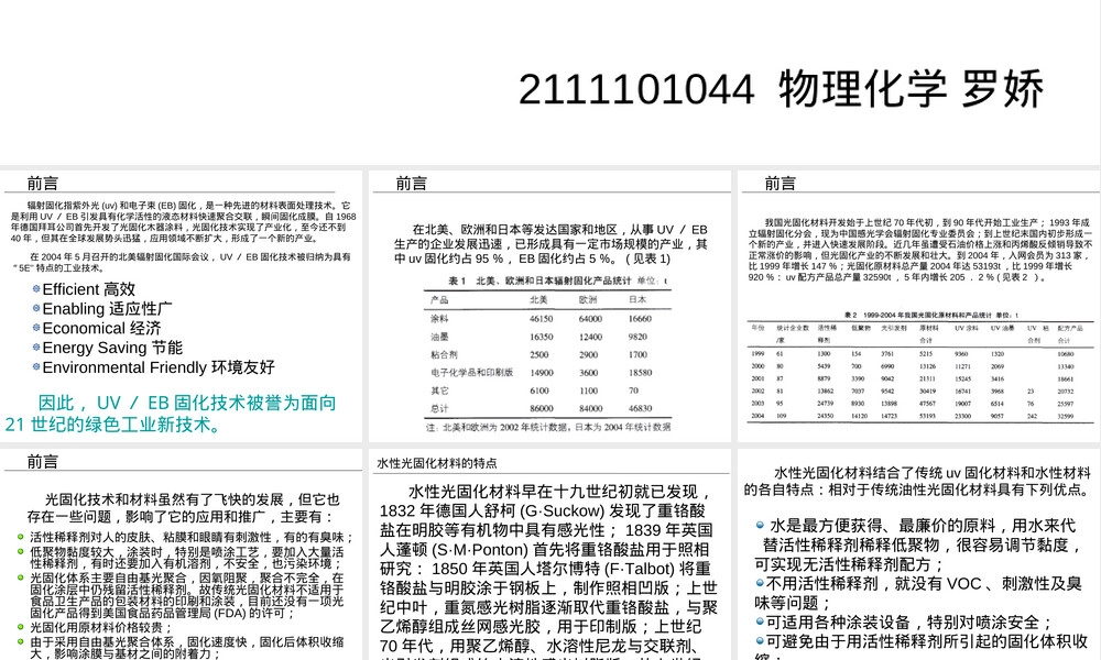 水性光固化材料PPT课件.ppt
