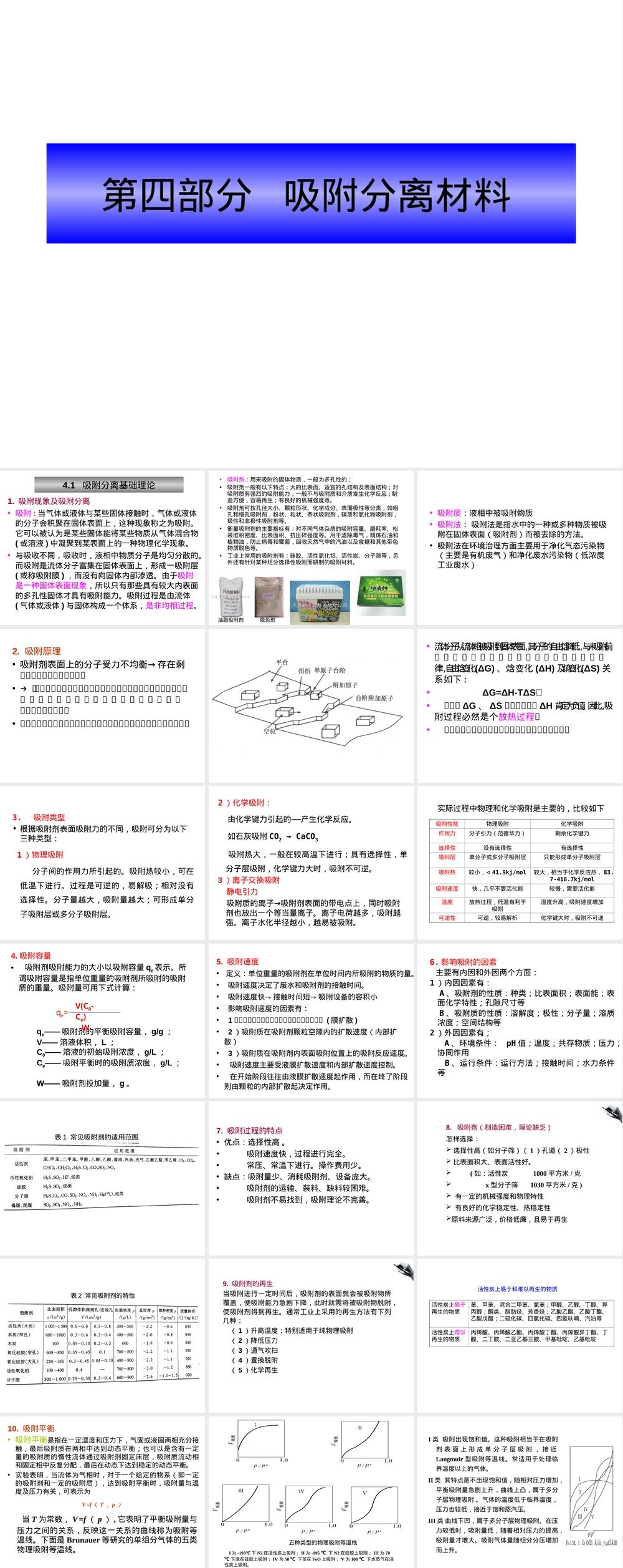 吸附分离材料教学PPT课件.ppt