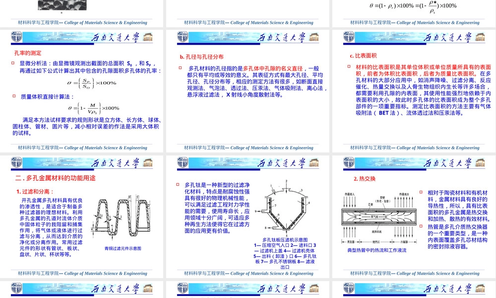 金属多孔材料应用与制备教学PPT课件.ppt
