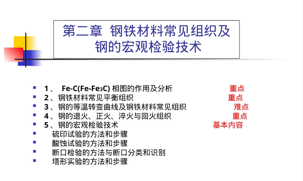 实验2钢铁材料常见组织及钢的宏观检验技术教学PPT课件.ppt