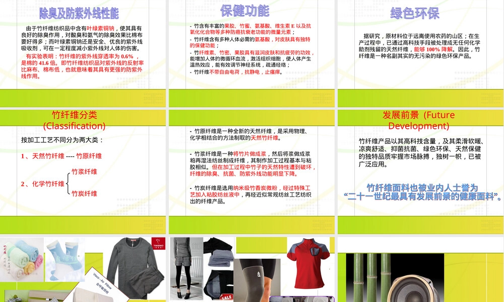 竹纤维PPT课件,竹纤维材料特性与应用教学PPT课件.ppt
