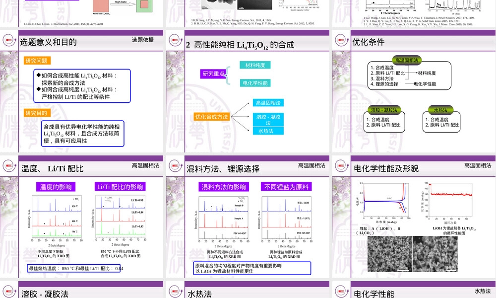 高性能锂离子负极材料钛酸锂制备与电化学性能PPT课件.ppt