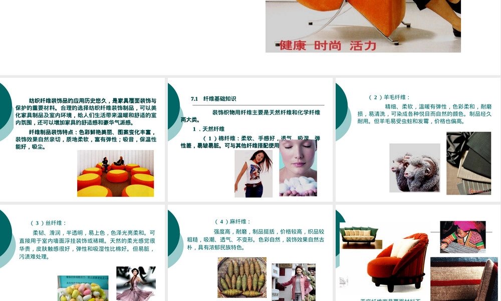 家具材料-7-纤维织物与皮革文字,家具材料纤维织物与皮革教学PPT课件.ppt