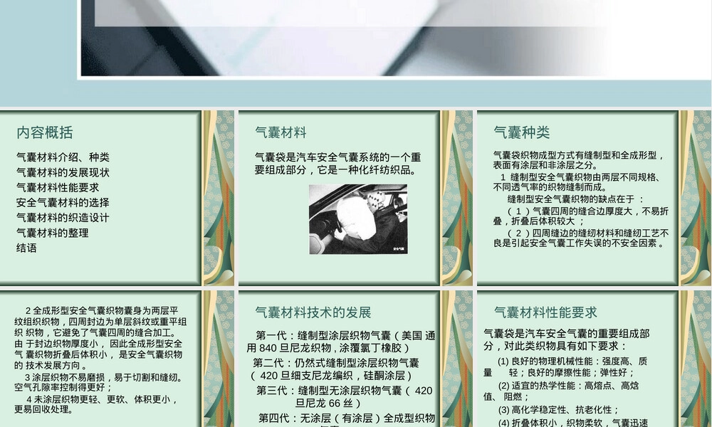 安全气囊材料PPT课件.ppt
