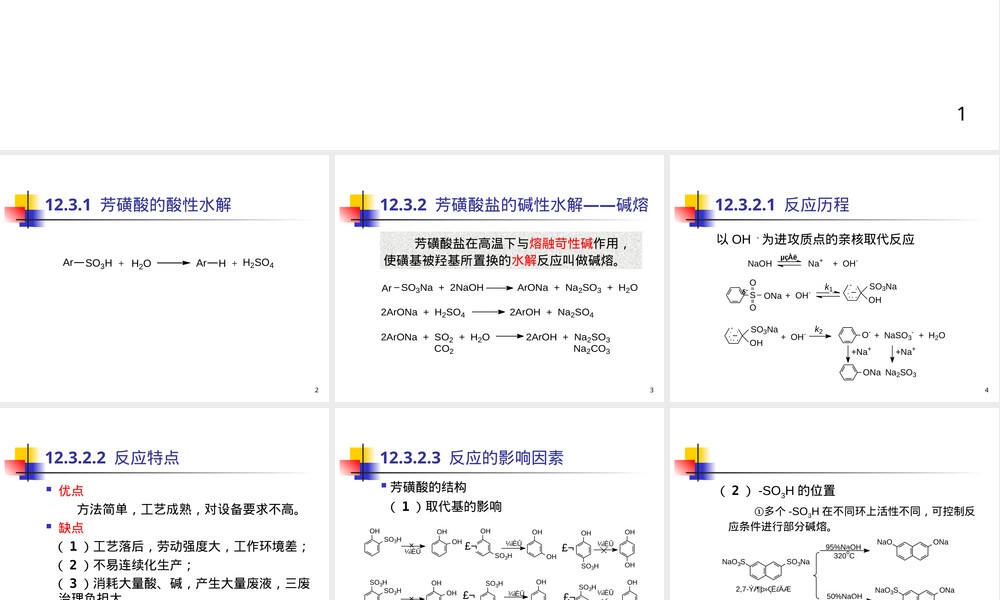 12.3-芳磺酸及其盐类的水解,芳磺酸水解反应教学PPT课件.ppt