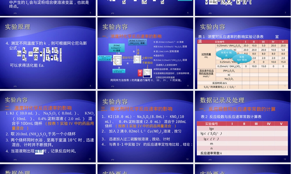 学习测定反应速率反应级数和活化能实验教学PPT课件.ppt