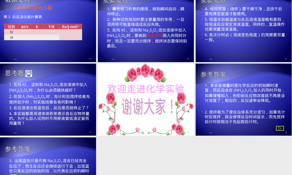 学习测定反应速率反应级数和活化能实验教学PPT课件.ppt