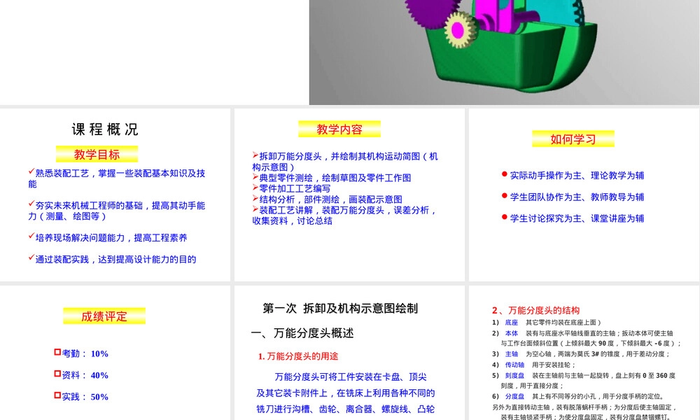 万能分度头拆卸及其机构运动示意图的绘制.ppt