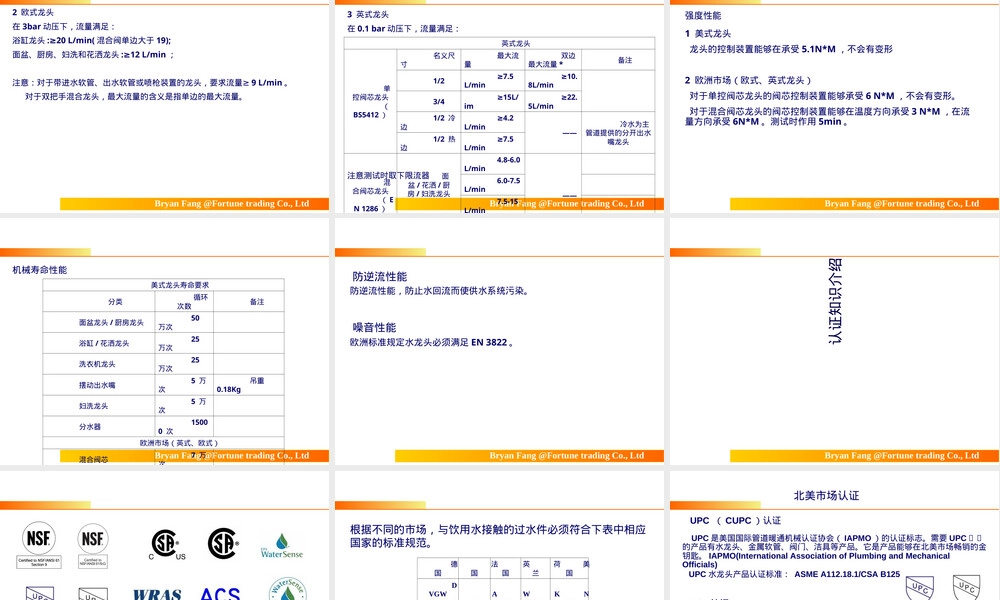 水龙头标准与认证介绍PPT课件.ppt
