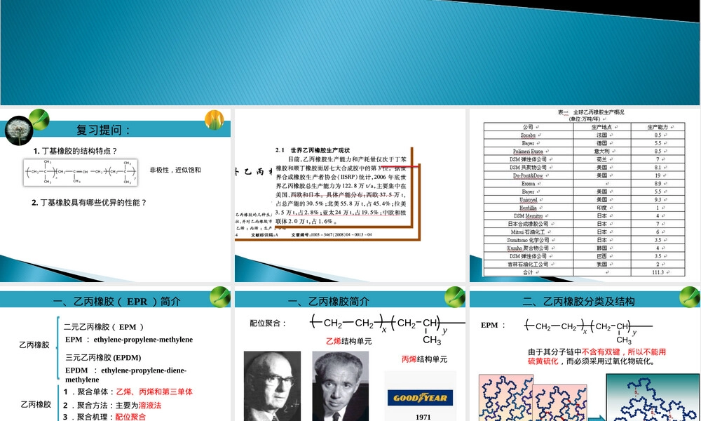 乙丙橡胶EPM EPDM材料特性与应用PPT课件.ppt
