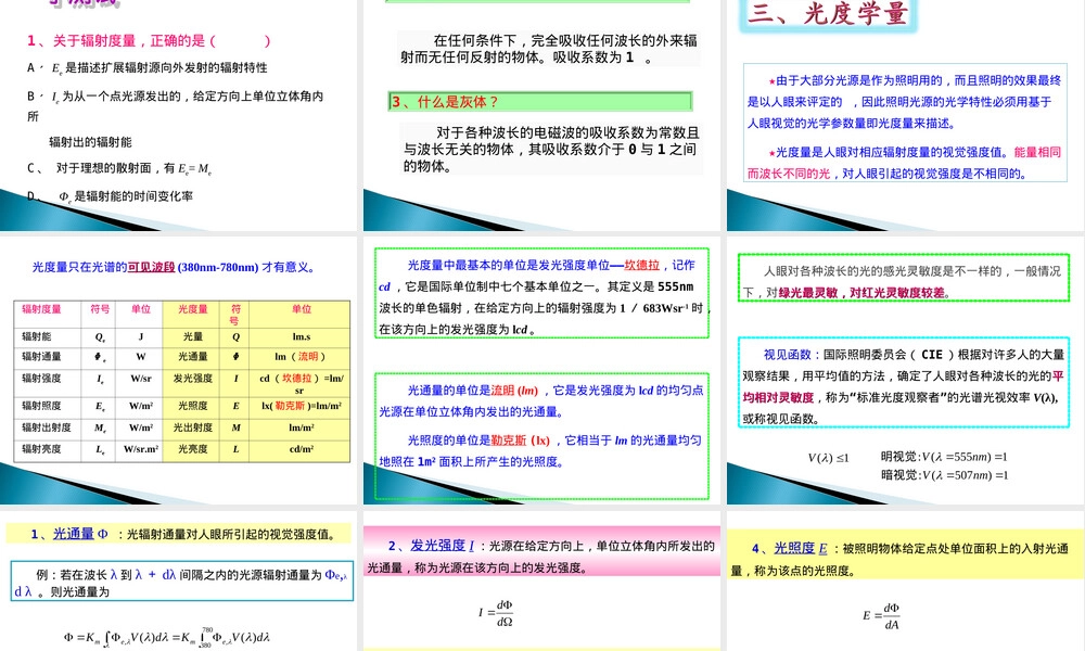 光电检测辐射度与光度量教学PPT课件.ppt
