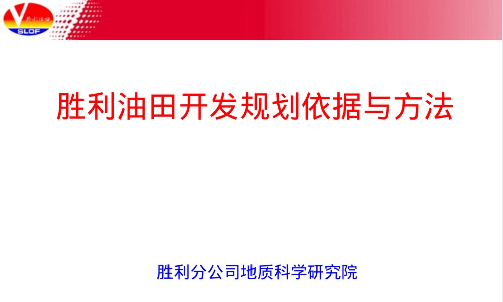 胜利油田开发规划依据与方法PPT课件.ppt