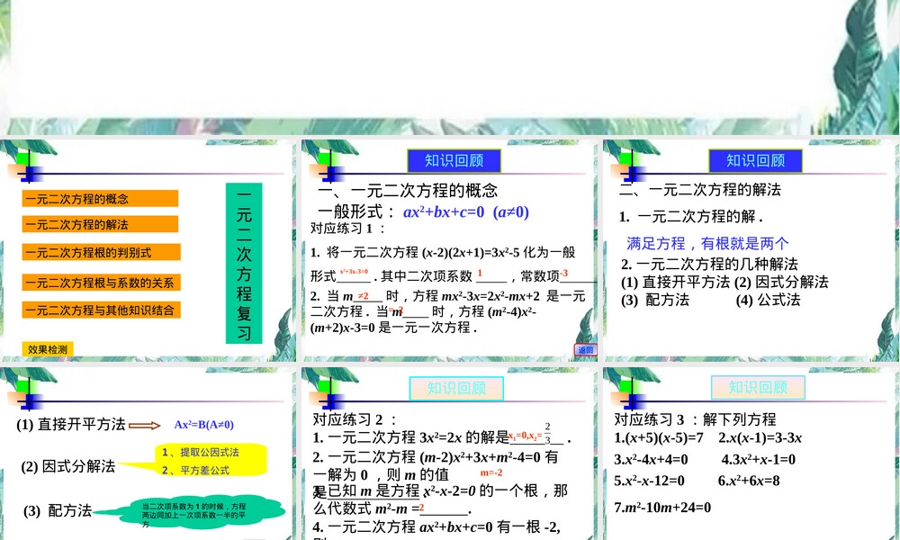 北师大版九年级上册一元二次方程复习PPT课件 副本2.ppt