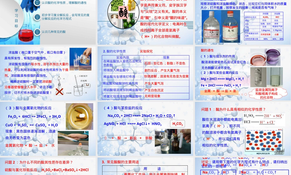 第一节酸及其性质九年级化学PPT课件鲁教版.pptx