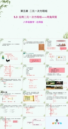 北师大版八年级上册数学鸡兔同笼教学PPT课件.ppt