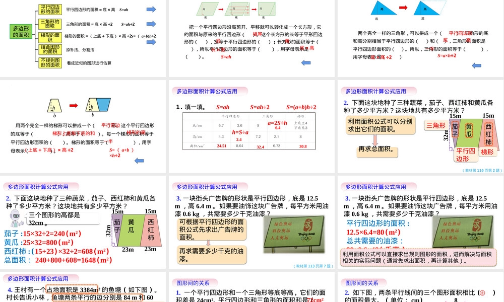 【同步备课】第八单元-第3课时-图形与几何-多边形的面积(课件)五年级数学上册人教版.pptx