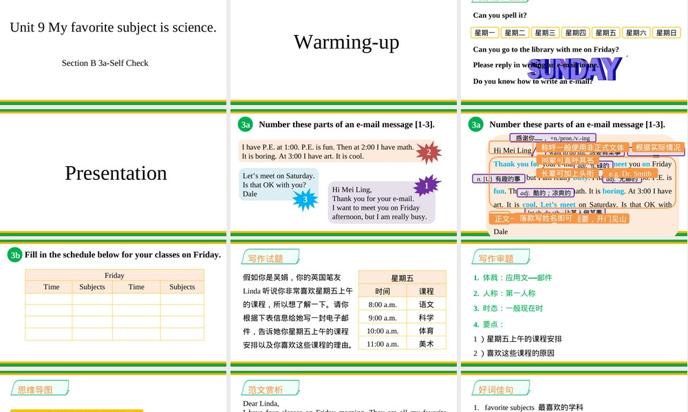 2021初中英语人教版七年级上Unit9 SectionB 3a-self check教学PPT课件.ppt