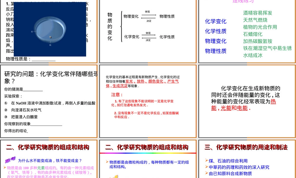 沪教版九年级化学上册化学研究些什么教学PPT课件.ppt