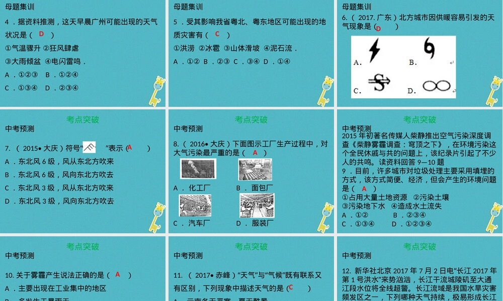 人教版地理中考复习天气与气候专题PPT课件.ppt