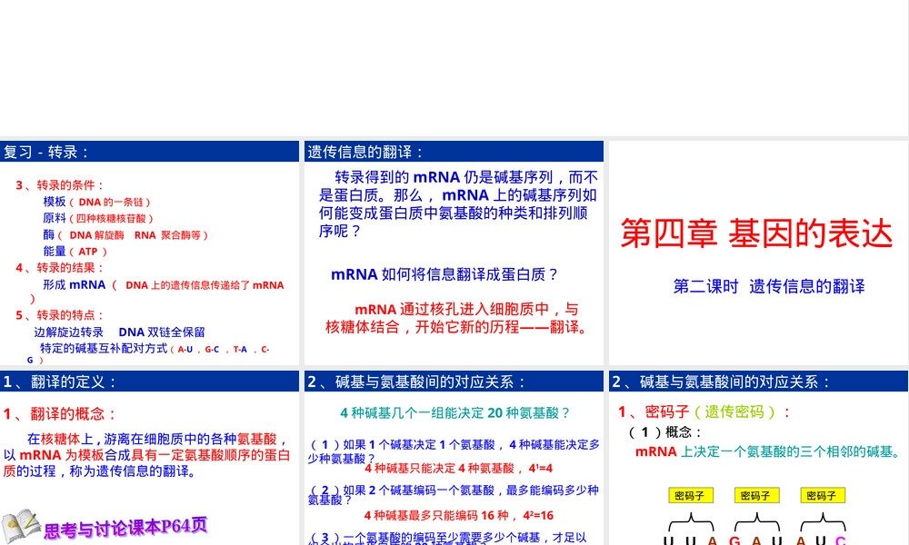 基因的表达翻译教学PPT课件.ppt