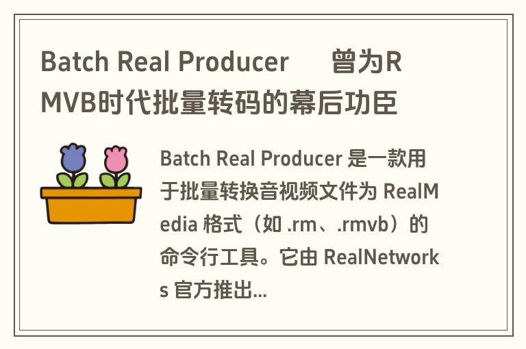 Batch Real Producer – 曾为RMVB时代批量转码的幕后功臣