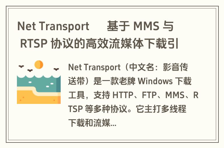 Net Transport – 基于 MMS 与 RTSP 协议的高效流媒体下载引擎