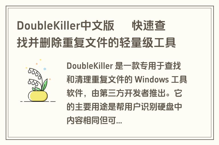 DoubleKiller中文版 – 快速查找并删除重复文件的轻量级工具 DoubleKiller中文版 – 快速查找并删除重复文件的轻量级工具