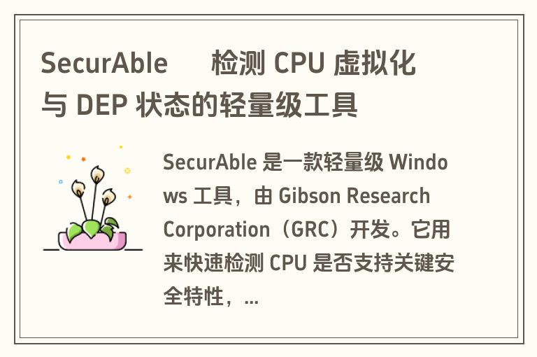 SecurAble – 检测 CPU 虚拟化与 DEP 状态的轻量级工具